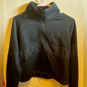 PINK Black Cropped Half Zip Workout Jacket